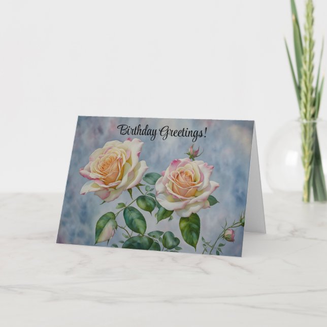 Beautiful and Dreamy Roses Birthday Card (Front)