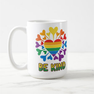 Beautiful and elegant Be kind hearts and rainbow Coffee Mug