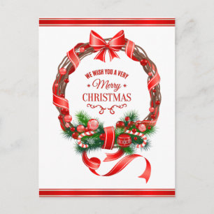 Beautiful and Elegant Christmas Wreath Postcard