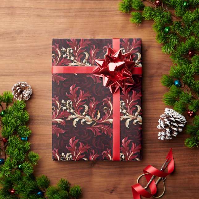 Beautiful and Elegant Damask Christmas Holiday Wrapping Paper (Holiday Gift)