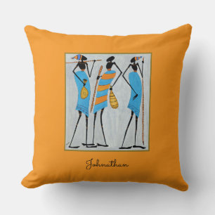 Beautiful and Elegant, Maasai Warriors Orange Cushion