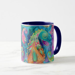 Beautiful and Vibrant Whimsical Paisley Mug