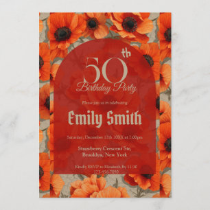 Beautiful Anemones Flower Adult Birthday Invitation