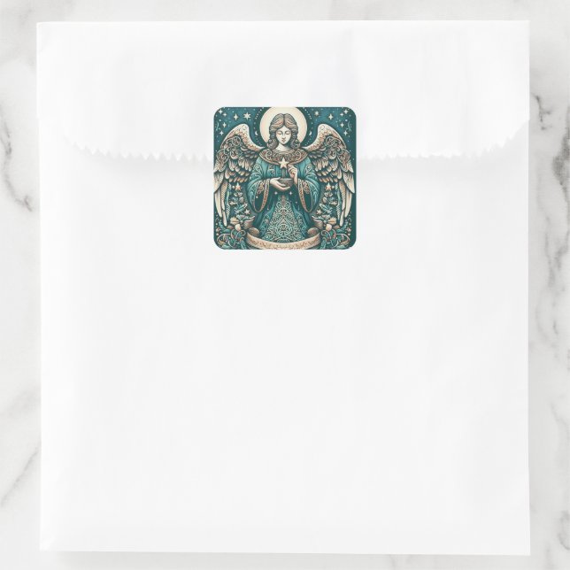 Beautiful Angel Beneath the stars Square Sticker (Bag)