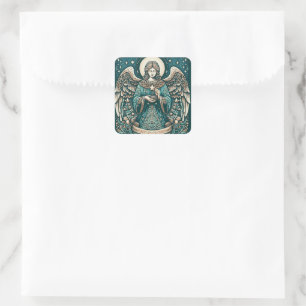 Beautiful Angel Beneath the stars Square Sticker