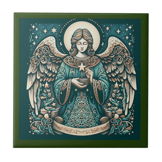 Beautiful Angel Beneath the stars Tile (Front)