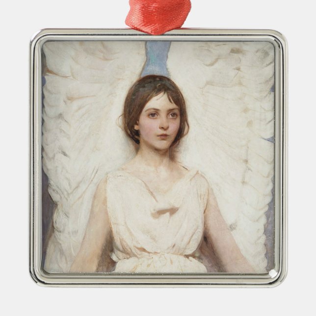 Beautiful Angel (by Abbott Handerson Thayer) Metal Tree Decoration (Front)