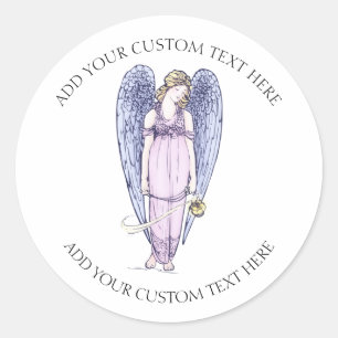 Beautiful Angel Custom Text  Classic Round Sticker