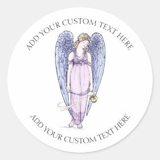 Beautiful Angel Custom Text Classic Round Sticker