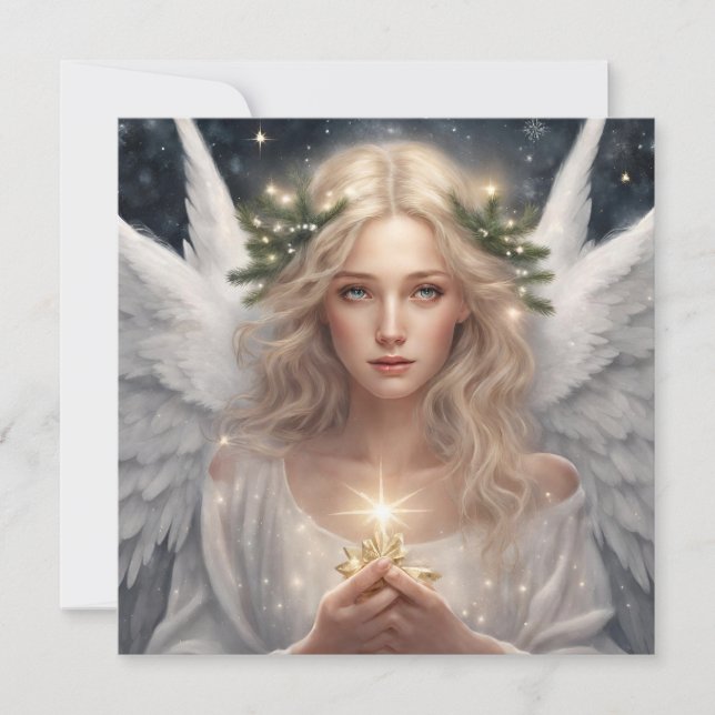 Beautiful Angel of Christmas  Holiday Card (Front)