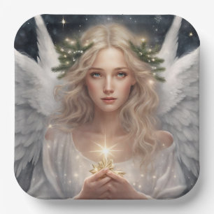 Beautiful Angel of Christmas Paper Plate