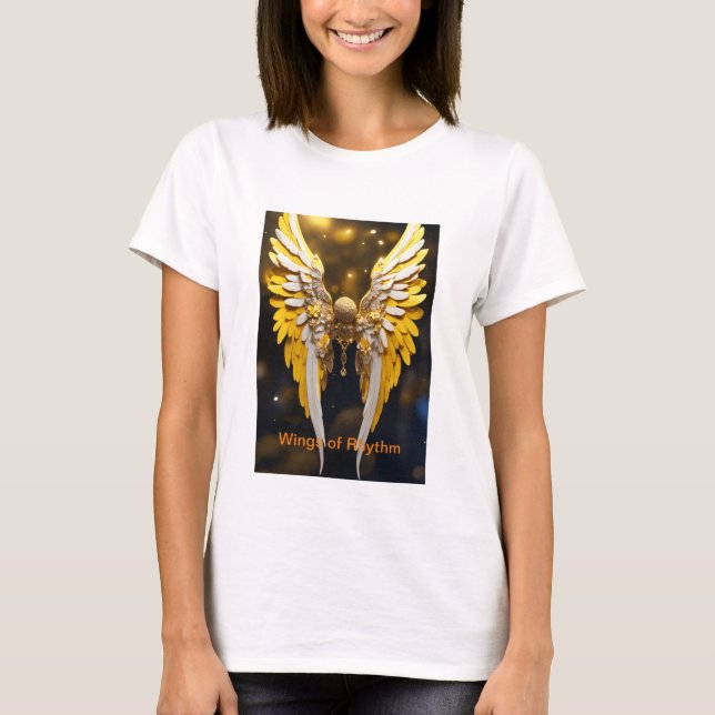 Beautiful angel wings in yellow and golden T-Shirt (Front)