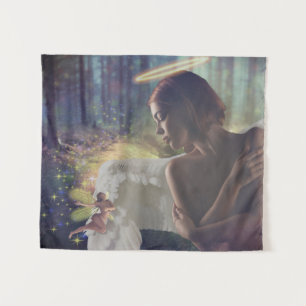 Beautiful Angel with Fairy Fantasy Art Tapestry