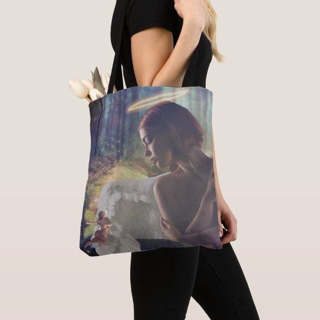 Beautiful Angel with Fairy Fantasy Art Tote Bag (Close Up)