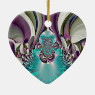 Beautiful Angelic Purple and Cyan Abstract Print Ceramic Tree Decoration