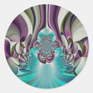Beautiful Angelic Purple and Cyan Abstract Print Classic Round Sticker