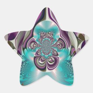 Beautiful Angelic Purple and Cyan Abstract Print Star Sticker