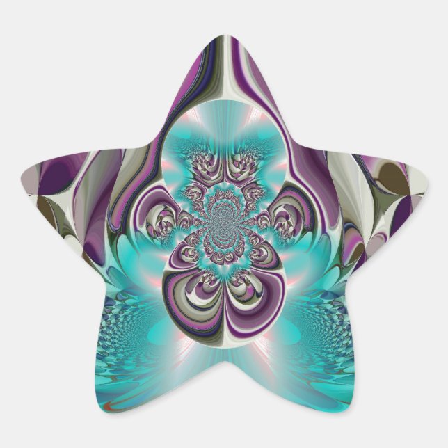 Beautiful Angelic Purple and Cyan Abstract Print Star Sticker (Front)