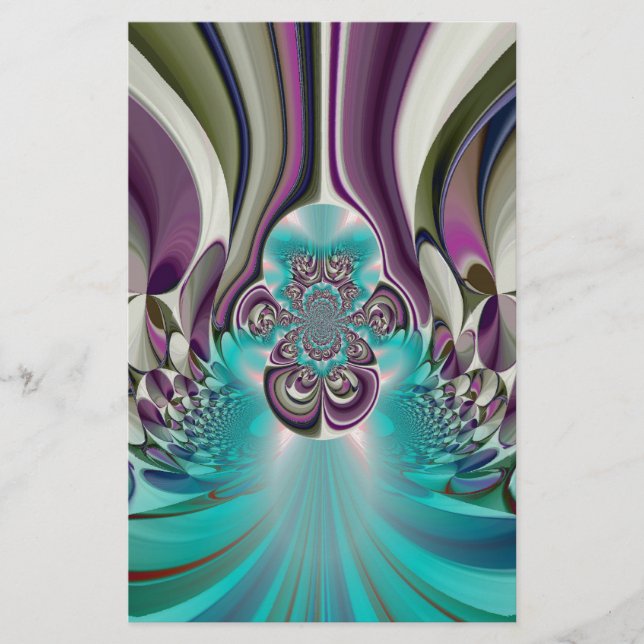 Beautiful Angelic Purple and Cyan Abstract Print Stationery (Front)