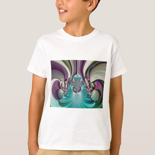 Beautiful Angelic Purple and Cyan Abstract Print T-Shirt (Front)