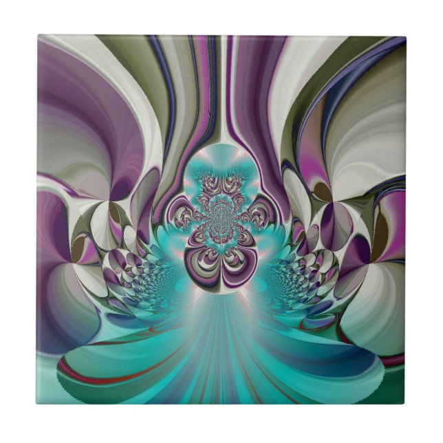 Beautiful Angelic Purple and Cyan Abstract Print Tile (Front)