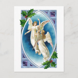 Beautiful Angels and Holly Christmas Post Card
