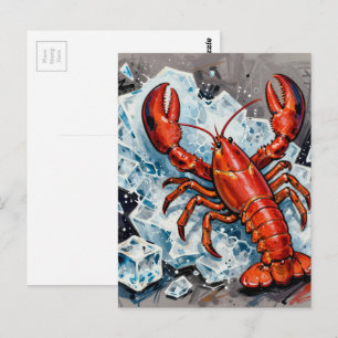 Beautiful Angry  Maine Lobster Breaking Ice Blocks Postcard