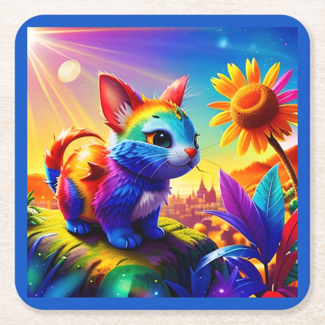 Beautiful Animal Three Square Paper Coaster (Front)