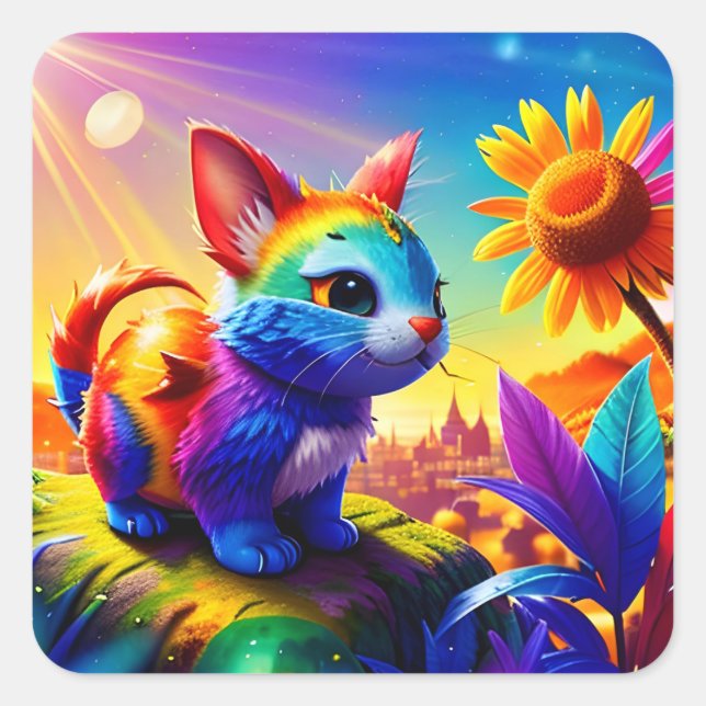 Beautiful Animal Three Square Sticker (Front)