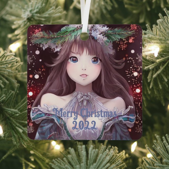 Beautiful Anime Christmas Girl Metal Tree Decoration (Insitu)