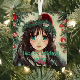 Beautiful Anime Christmas Girl Metal Tree Decoration