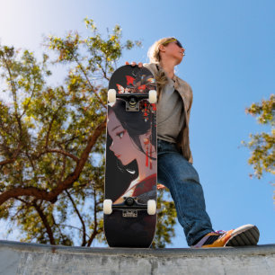 Beautiful Anime Geisha Skateboard