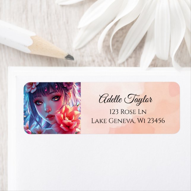 Beautiful Anime Girl Glitchcore Floral (Insitu)