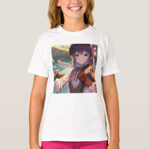 Beautiful Anime Girl Playing the Violin  T-Shirt