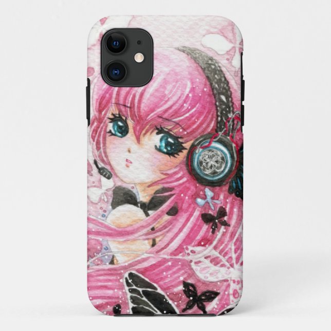 Beautiful anime girl with butterflies Case-Mate iPhone case (Back)