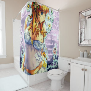 Beautiful Anime Girl With Flowers Shower Curtain