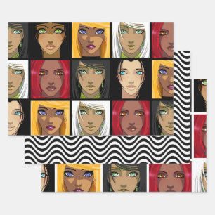 Beautiful Anime Girls Wrapping Paper Sheet