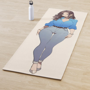 Beautiful Anime Woman Yoga Mat
