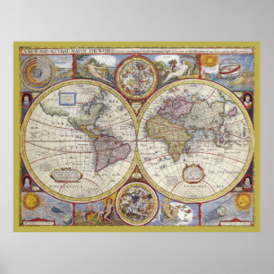 Beautiful Antique and Vintage old world Map Poster