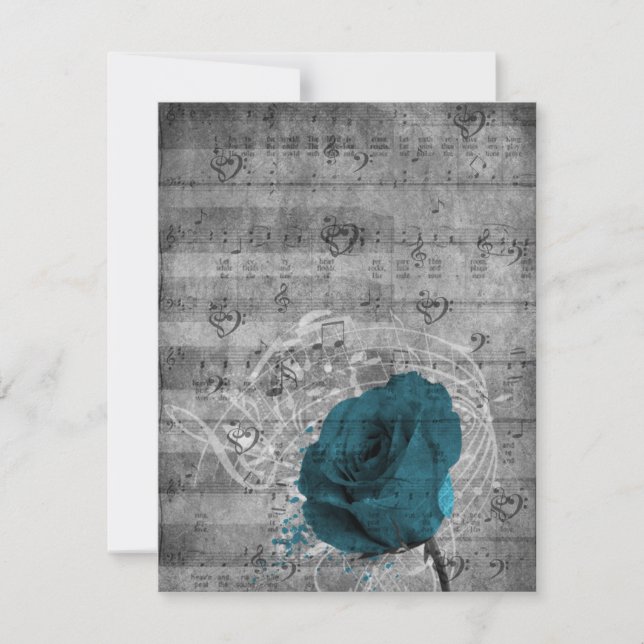 Beautiful antique blue rose paint splatter music (Front)