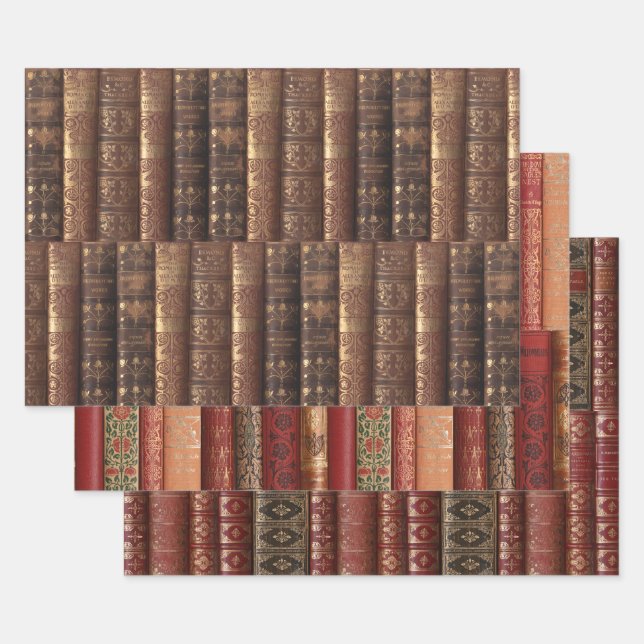 Beautiful Antique Book Spines  Wrapping Paper Sheet (Set)