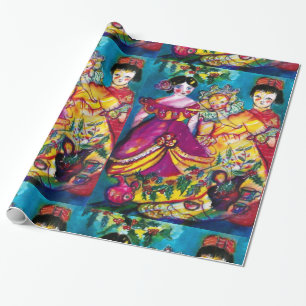 BEAUTIFUL ANTIQUE DOLLS AND CHRISTMAS ORNAMENTS WRAPPING PAPER