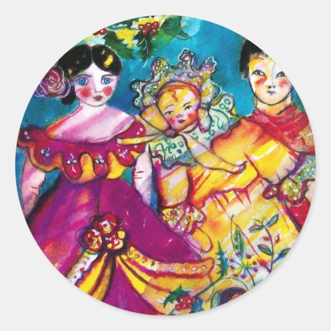 BEAUTIFUL ANTIQUE DOLLS CLASSIC ROUND STICKER (Front)