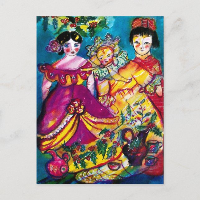 BEAUTIFUL ANTIQUE DOLLS POSTCARD (Front)