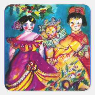 BEAUTIFUL ANTIQUE DOLLS SQUARE STICKER