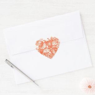 Beautiful antique floral heart sticker