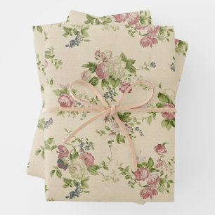 Beautiful Antique Floral Wrapping Paper Sheet