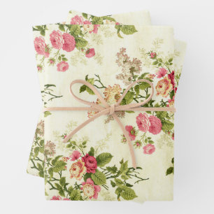 Beautiful Antique Floral Wrapping Paper Sheets
