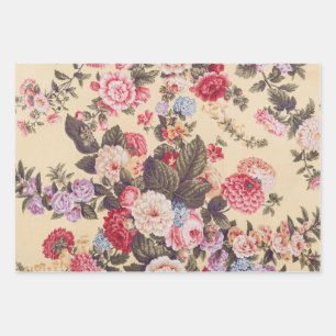 Beautiful Antique Flowers Beige Wrapping Paper Sheet