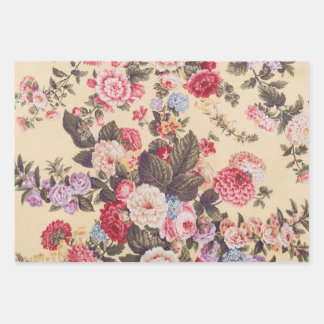 Beautiful Antique Flowers Beige Wrapping Paper Sheet